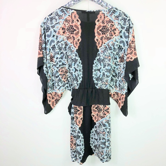 BCBG MAXAZRIA Black Flowy Kimono Sleeve Dress XS - Picture 7 of 8